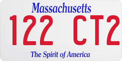MA license plate 122CT2