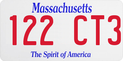 MA license plate 122CT3