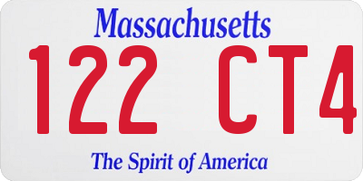 MA license plate 122CT4