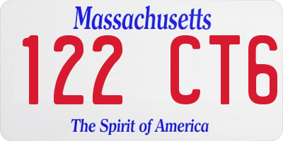 MA license plate 122CT6