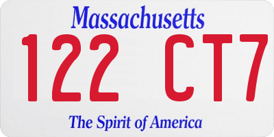MA license plate 122CT7