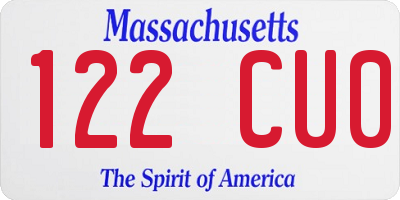 MA license plate 122CU0
