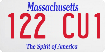 MA license plate 122CU1