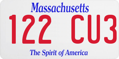 MA license plate 122CU3