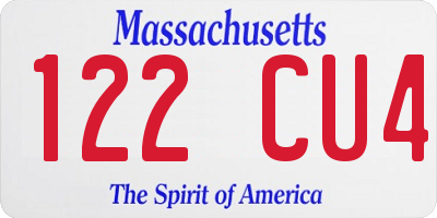 MA license plate 122CU4