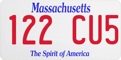 MA license plate 122CU5