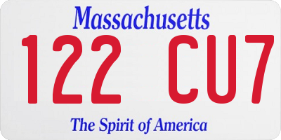MA license plate 122CU7