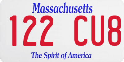 MA license plate 122CU8