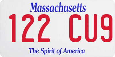MA license plate 122CU9