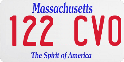 MA license plate 122CV0