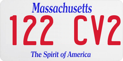 MA license plate 122CV2