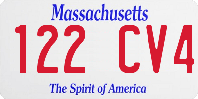 MA license plate 122CV4