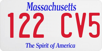 MA license plate 122CV5
