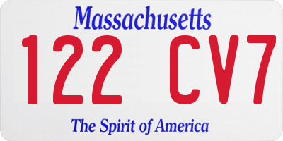 MA license plate 122CV7