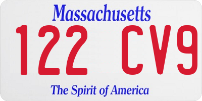MA license plate 122CV9