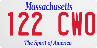 MA license plate 122CW0