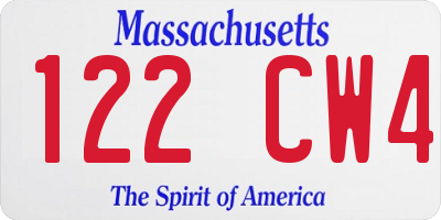 MA license plate 122CW4