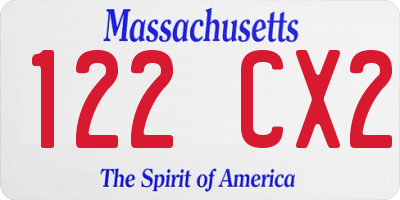 MA license plate 122CX2