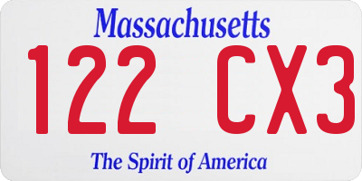 MA license plate 122CX3