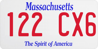 MA license plate 122CX6
