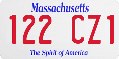 MA license plate 122CZ1