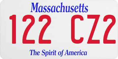 MA license plate 122CZ2