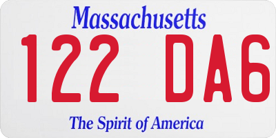 MA license plate 122DA6