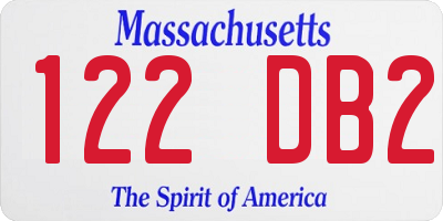 MA license plate 122DB2