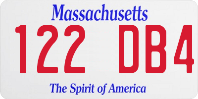 MA license plate 122DB4