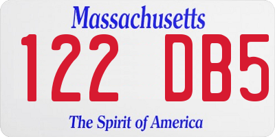 MA license plate 122DB5