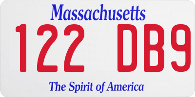 MA license plate 122DB9