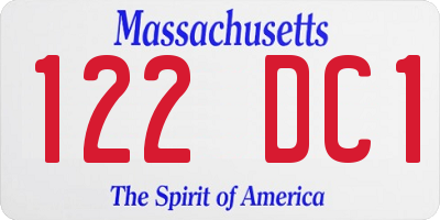 MA license plate 122DC1