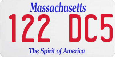 MA license plate 122DC5