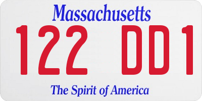 MA license plate 122DD1