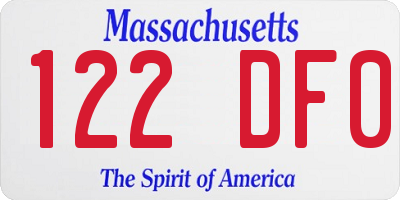 MA license plate 122DF0