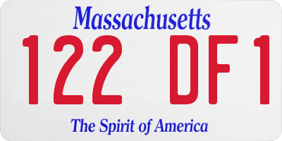 MA license plate 122DF1