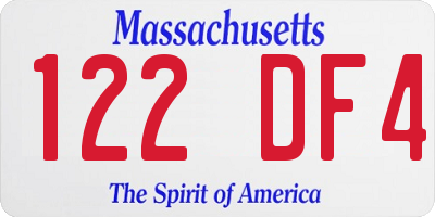 MA license plate 122DF4