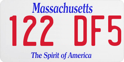 MA license plate 122DF5