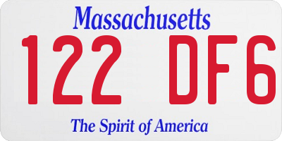 MA license plate 122DF6