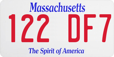 MA license plate 122DF7