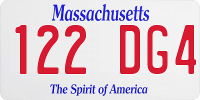 MA license plate 122DG4