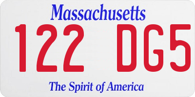 MA license plate 122DG5