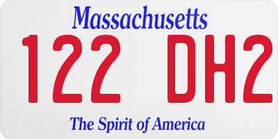MA license plate 122DH2