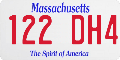MA license plate 122DH4