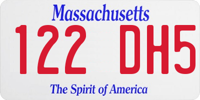 MA license plate 122DH5