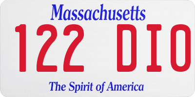 MA license plate 122DI0