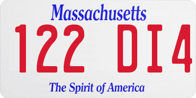 MA license plate 122DI4