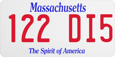 MA license plate 122DI5