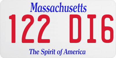 MA license plate 122DI6