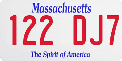 MA license plate 122DJ7